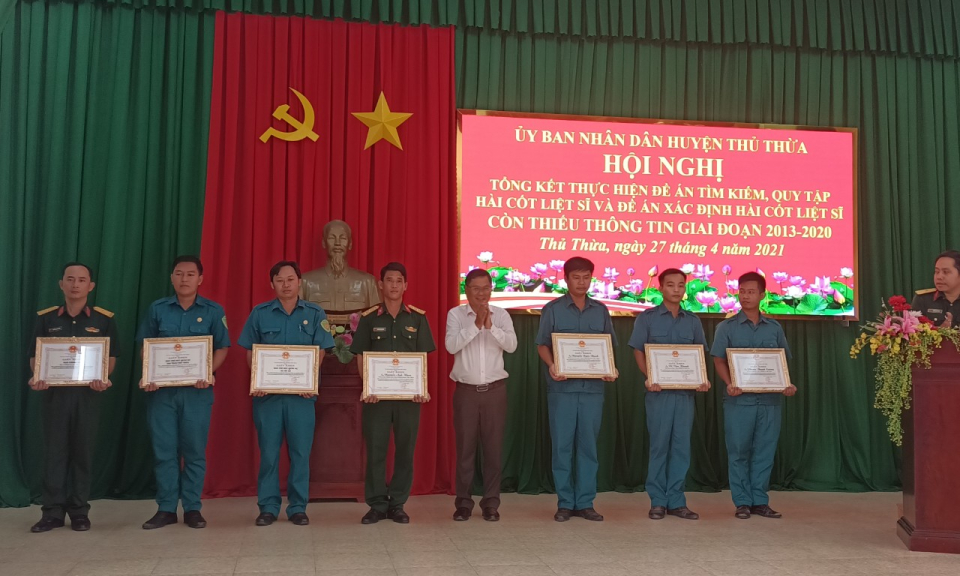 Giai đoạn 2013-2020, Thủ Thừa cất bốc được 15 bộ hài cốt liệt sĩ