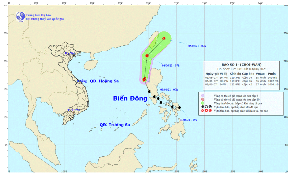 Bão Choi-Wan trở thành cơn bão số 1 trên Biển Đông năm 2021