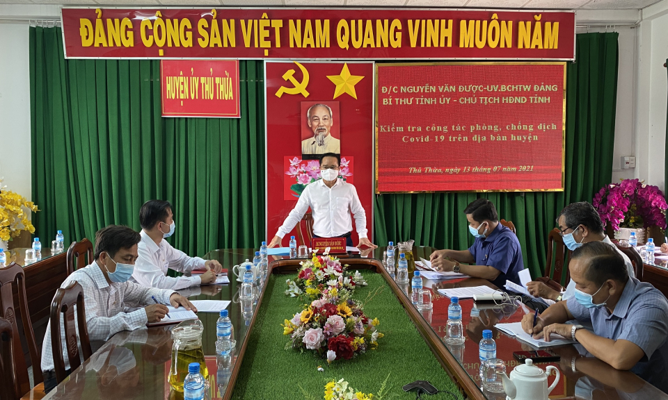 Bí thư Tỉnh ủy Long An kiểm tra công tác phòng, chống Covid-19 tại huyện Thủ Thừa