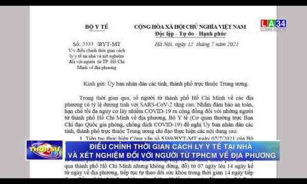 Điều chỉnh thời gian cách ly y tế tại nhà đối với người từ TPHCM về địa phương từ 7 ngày lên 14 ngày