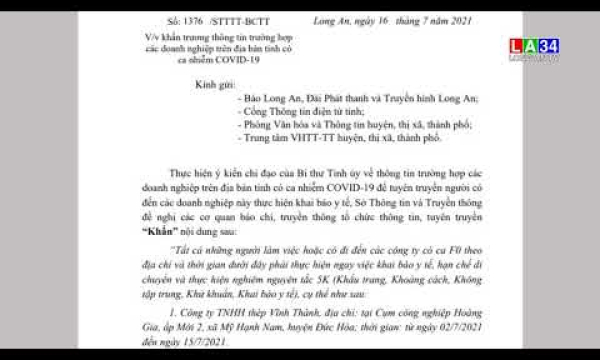 Cập nhật tình hình dịch bệnh trên địa bàn tỉnh