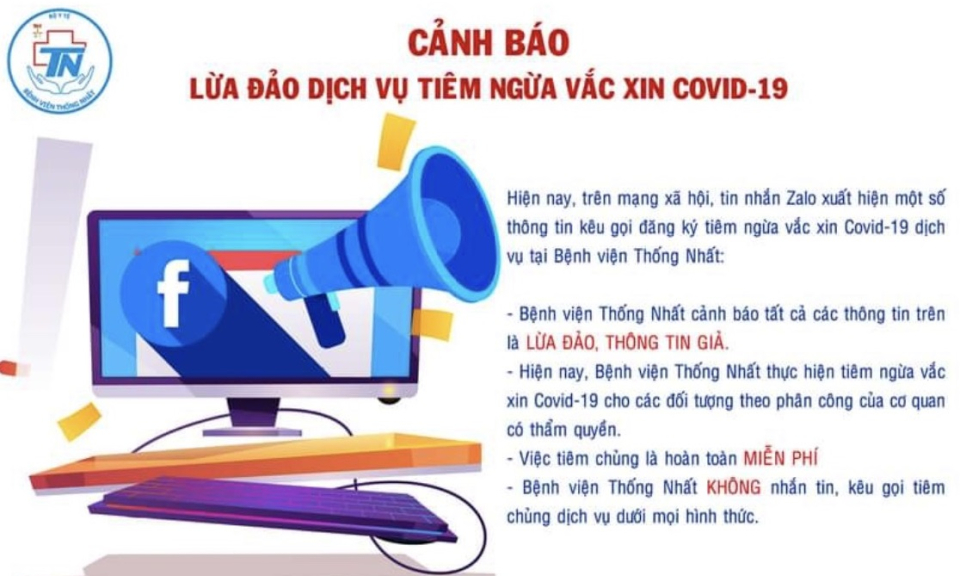 Thông tin tiêm vaccine COVID-19 dịch vụ là giả mạo