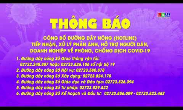 Thông báo Công bố Đường dây nóng tiếp nhận, xử lý phản ánh, hỗ trợ phòng, chống dịch Covid-19