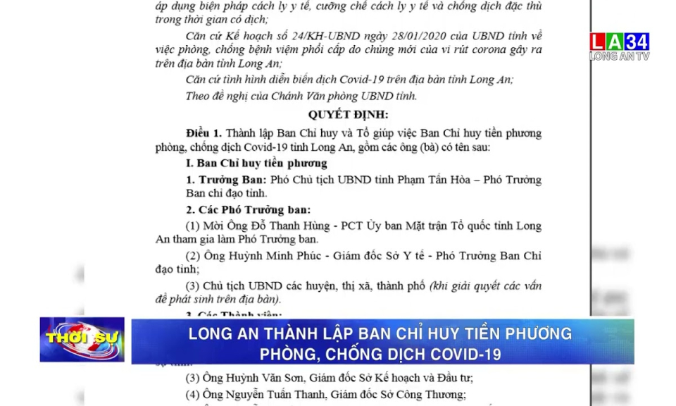 Long An thành lập Ban Chỉ huy tiền phương phòng, chống dịch Covid-19