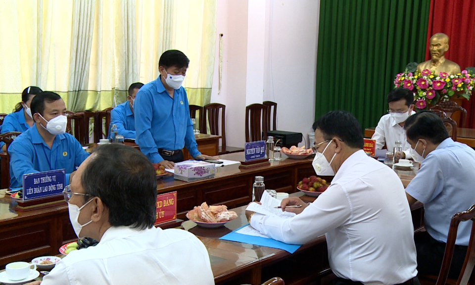 Thường trực Tỉnh ủy làm việc với Ban Thường vụ Liên Đoàn Lao động tỉnh