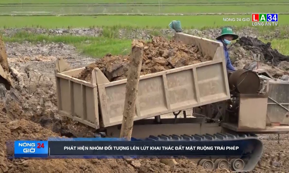 Phát hiện nhóm đối tượng lén lút khai thác đất mặt ruộng trái phép