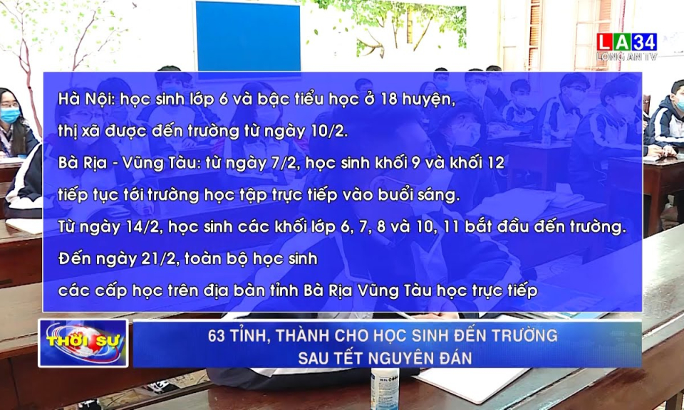 63 tỉnh, thành cho học sinh đến trường sau Tết Nguyên đán