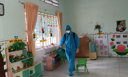 TP Tân An: Trường Mầm non thích ứng an toàn với dịch bệnh COVID-19