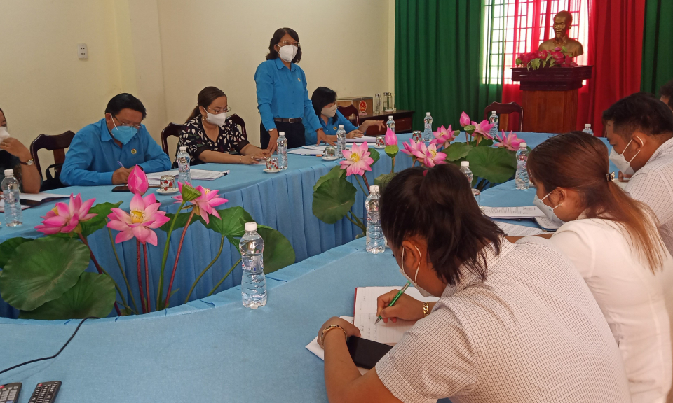 LĐLĐ tỉnh làm việc với Ban thường vụ LĐLĐ huyện Tân Hưng