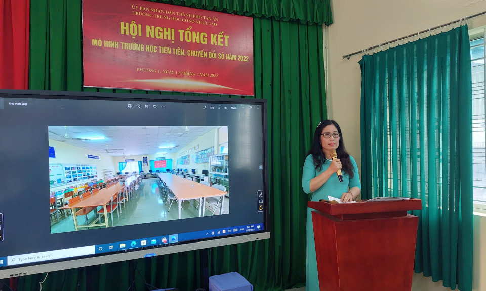 Trường THCS Nhựt Tảo Thành phố Tân An tổng kết “Mô hình trường học tiên tiến, chuyển đổi số năm 2022”