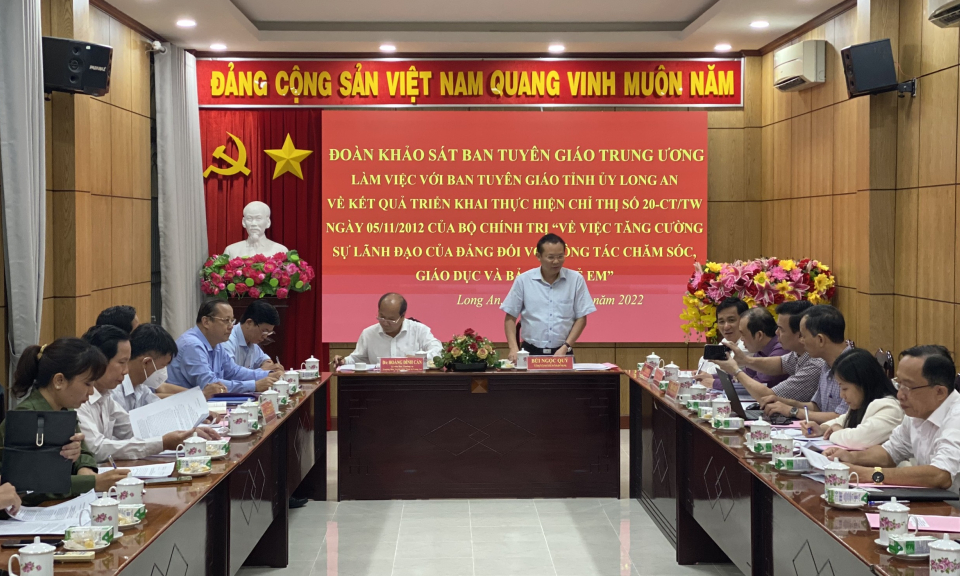 Đoàn khảo sát Ban Tuyên giáo Trung ương làm việc tại Long An
