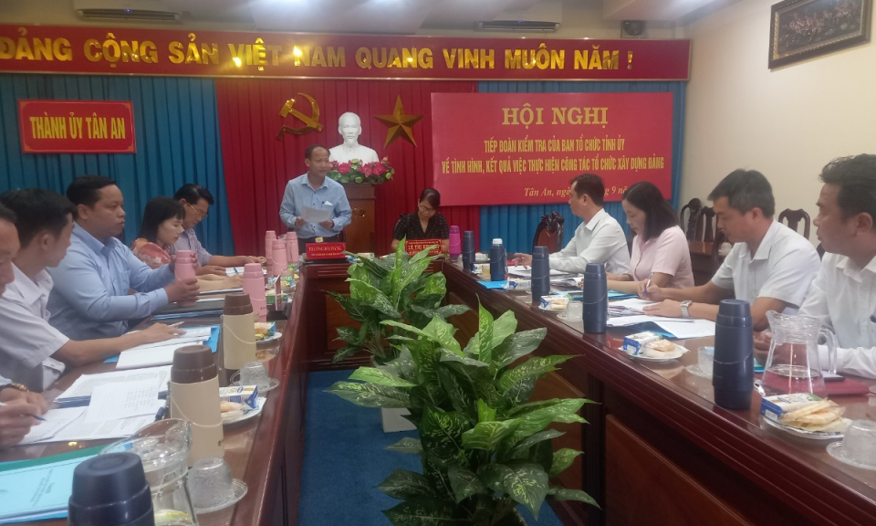 Ban Tổ chức Tỉnh uỷ kiểm tra công tác Đảng tại thành phố Tân An