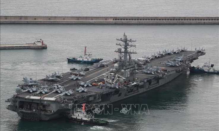 Tàu sân bay hạt nhân USS Ronald Reagan tham gia tập trận hải quân chung Mỹ - Hàn Quốc