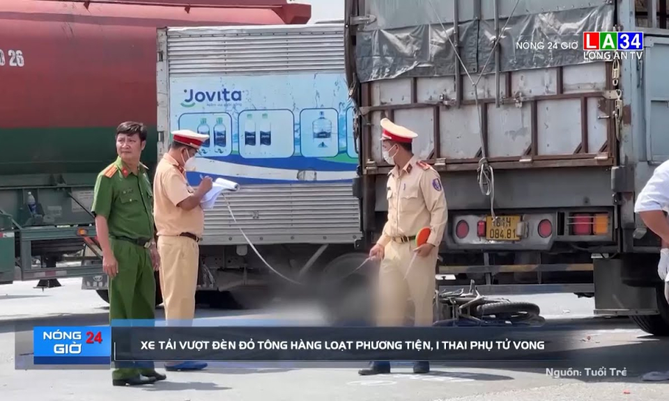 Xe tải vượt đèn đỏ tông hàng loạt phương tiện, 1 thai phụ tử vong