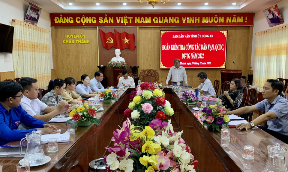 Đoàn kiểm tra Ban Dân vận Tỉnh ủy làm việc tại huyện Châu Thành