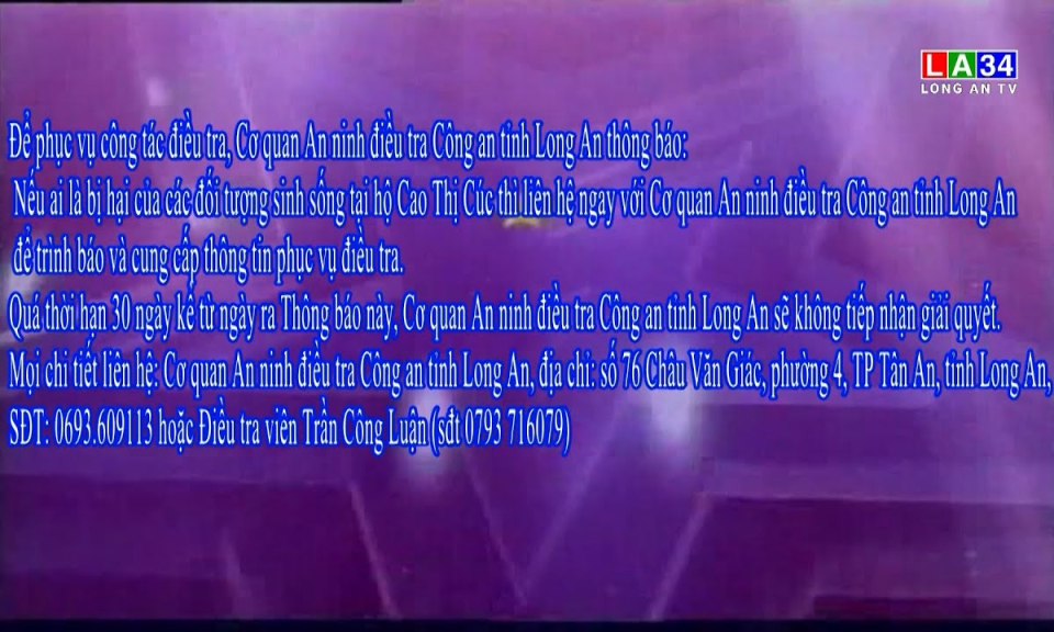 Cơ quan an ninh điều tra Công an tỉnh Long An thụ lý vụ án bà Cao Thị Cúc