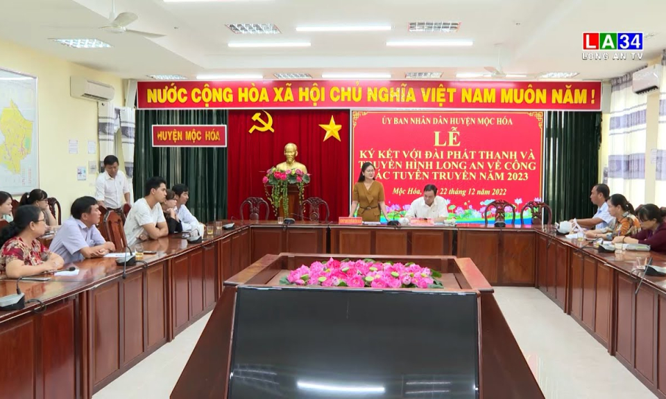 Ký kết phối hợp tuyên truyền năm 2023 giữa UBND huyện Mộc Hoá và Đài PT&TH Long An 