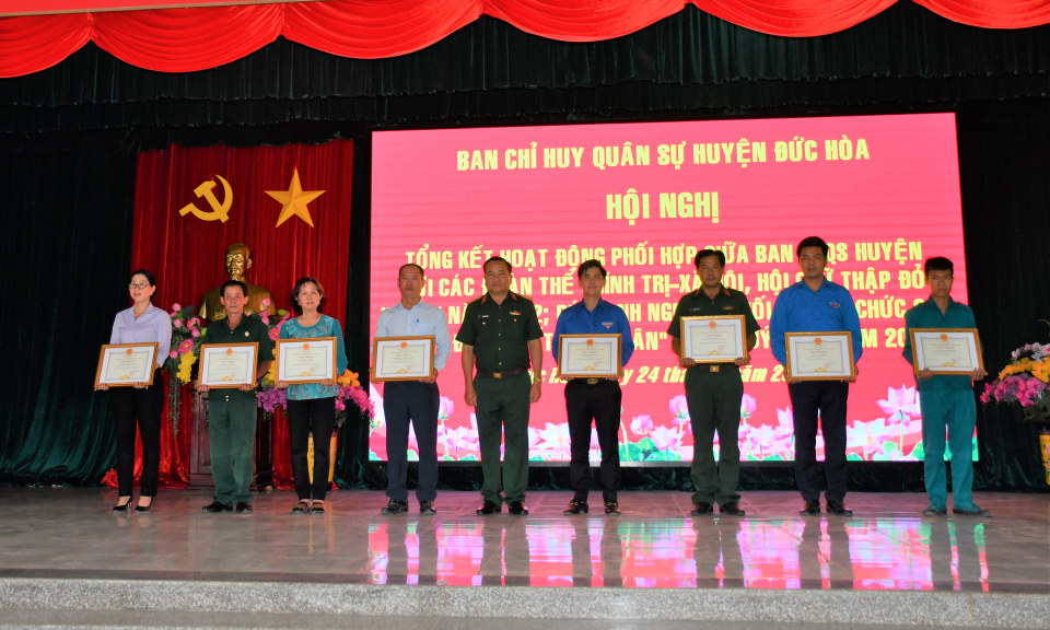 Đức Hòa tổng kết hoạt động phối hợp giữa Ban CHQS huyện với các đoàn thể chính trị - xã hội