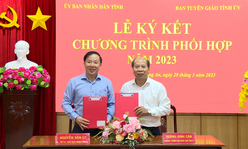 Ban Tuyên giáo Tỉnh ủy và UBND tỉnh tổ chức ký kết chương trình phối hợp năm 2023