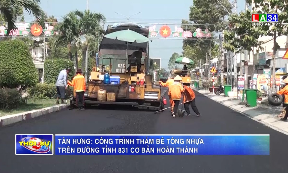 Tân Hưng: Công trình thảm bê tông nhựa trên đường tỉnh 831 cơ bản hoàn thành