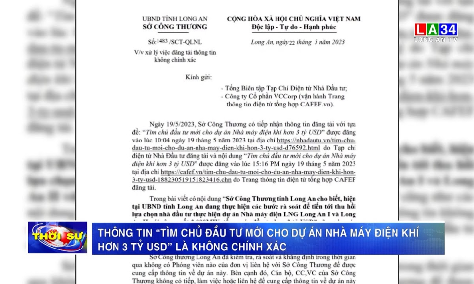 Thông tin “Tìm chủ đầu tư mới cho dự án nhà máy điện khí hơn 3 tỷ USD” là không chính xác