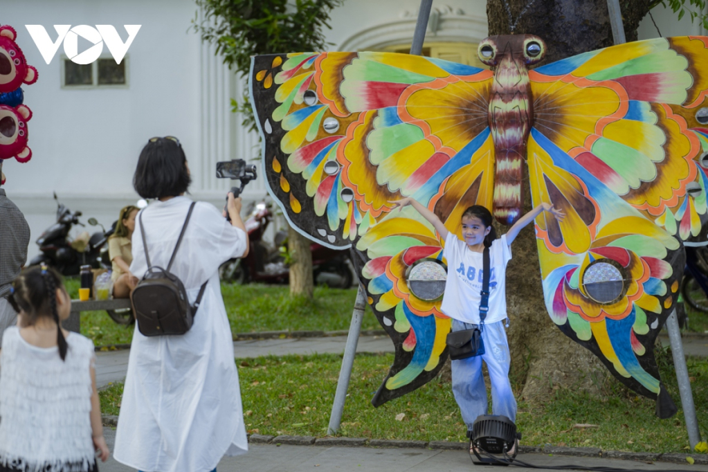 Du khách thích thú chụp ảnh, check-in với những cánh diều đầy màu sắc