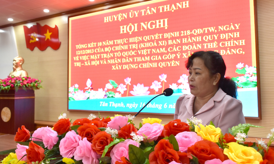 Tân Thạnh tổng kết 10 năm thực hiện Quyết định số 218 của Bộ Chính trị