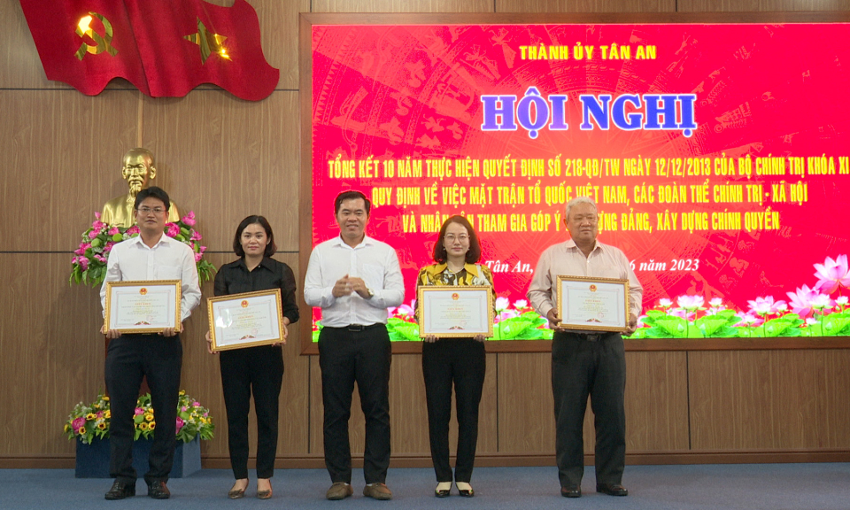 Thành phố Tân An tổng kết 10 năm thực hiện Quyết định 218 của Bộ Chính trị