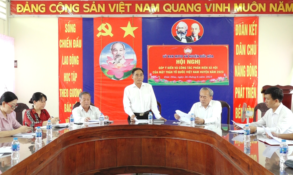 Đức Hòa hội nghị góp ý và phản biện xã hội của MTTQVN huyện năm 2023