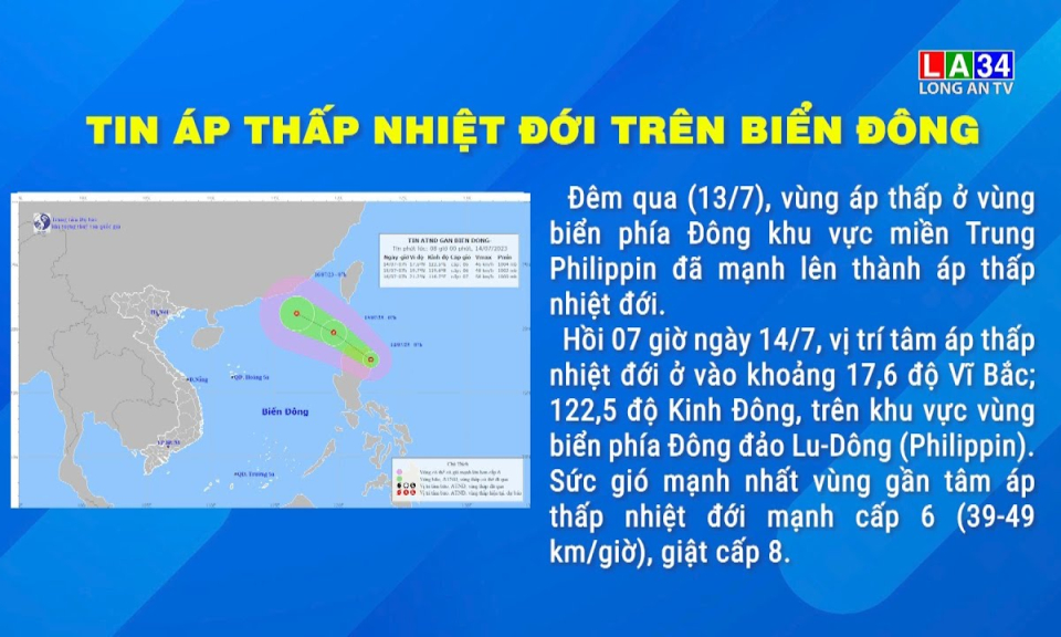 Tin áp thấp nhiệt đới trên Biển Đông (11h00 ngày 14/7/2023)