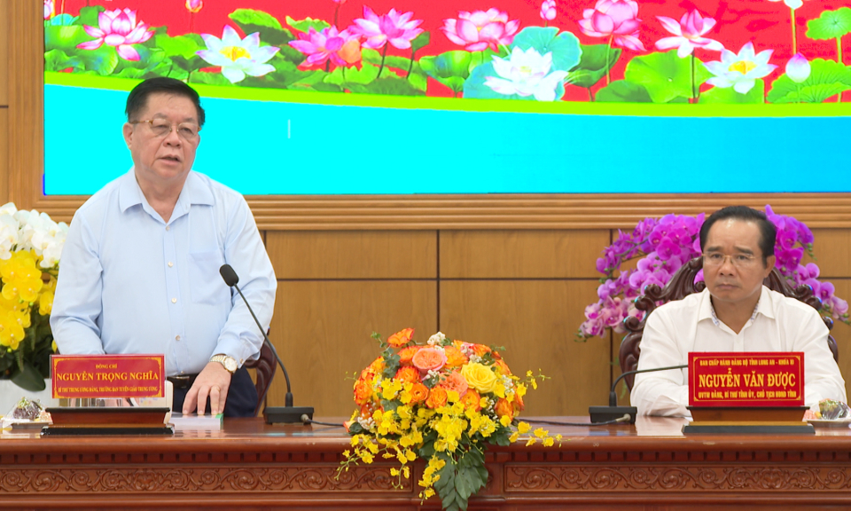 Ban Tuyên giáo Trung ương làm việc với Ban thường vụ Tỉnh ủy Long An