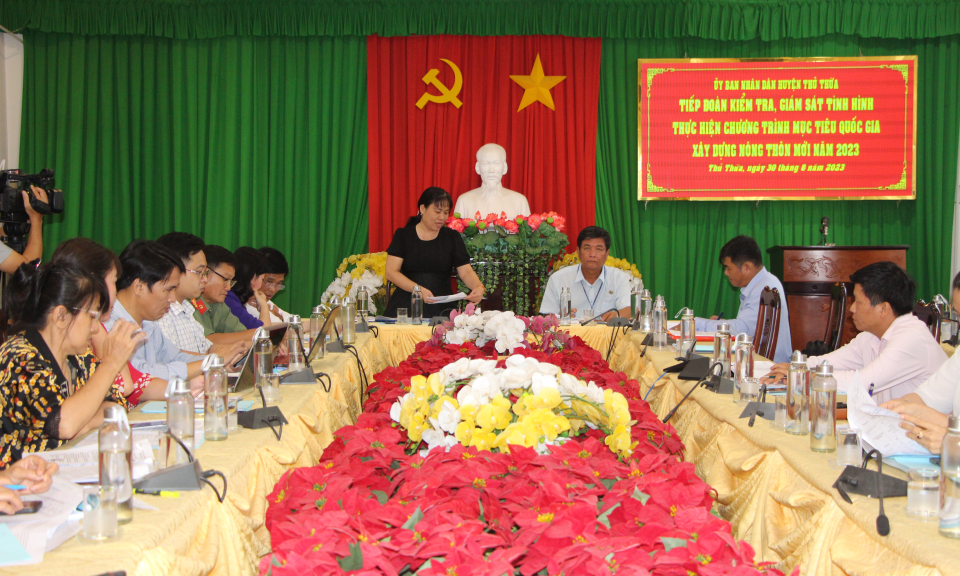 Thủ Thừa tiếp đoàn kiểm tra, giám sát tình hình thực hiện chương trình mục tiêu quốc gia xây dựng nông thôn mới năm 2023