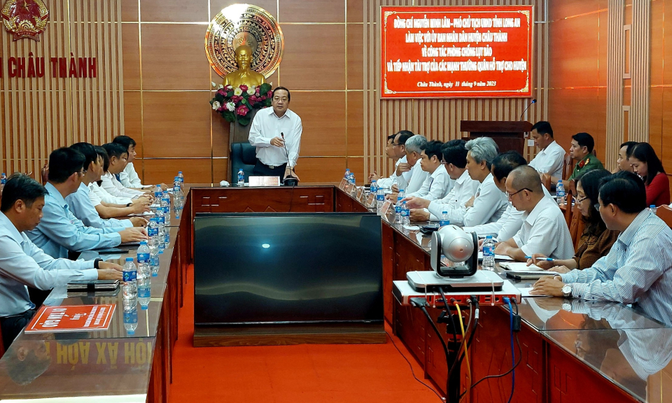 Phó Chủ tịch UBND tỉnh - Nguyễn Minh Lâm làm việc với UBND huyện Châu Thành về công tác phòng chống lụt bão