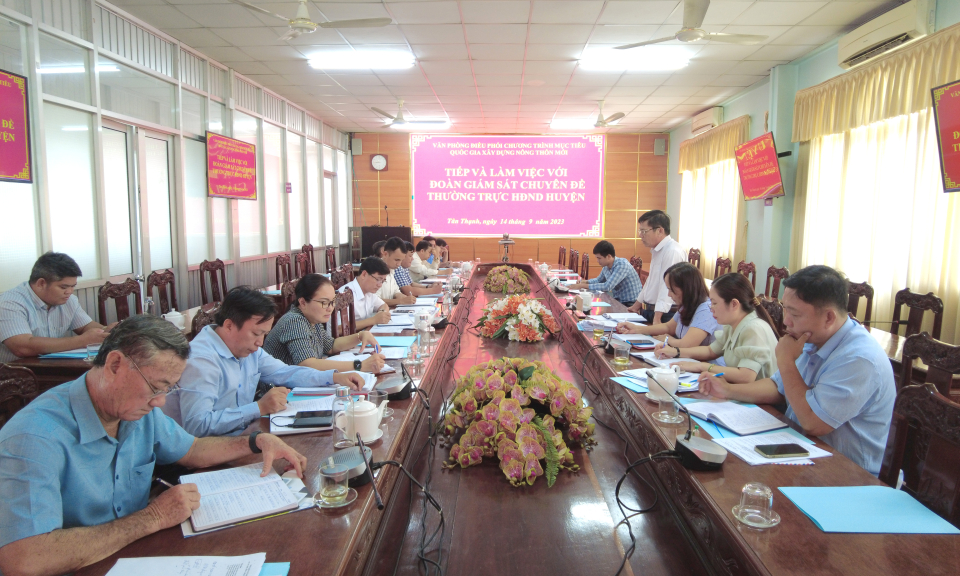 HĐND huyện Tân Thạnh giám sát Văn phòng Điều phối Chương trình mục tiêu quốc gia xây dựng nông thôn mới huyện