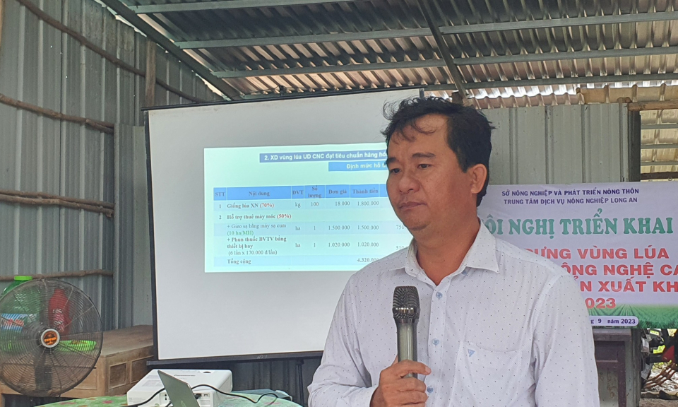 Tân Thạnh triển khai mô hình sản xuất lúa ứng dụng công nghệ cao đạt tiêu chuẩn xuất khẩu