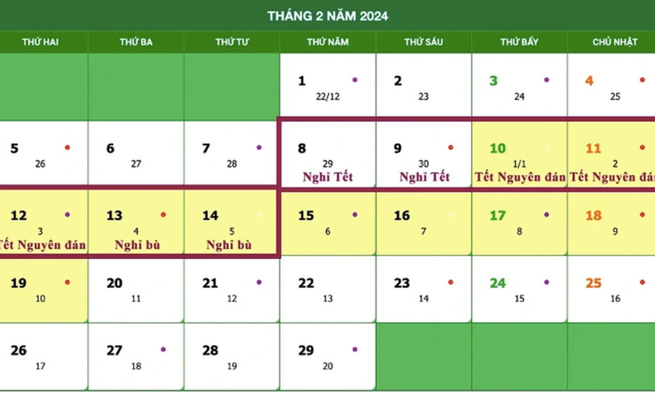 Bộ Nội vụ thống nhất phương án nghỉ Tết Nguyên đán 2024 kéo dài 7 ngày