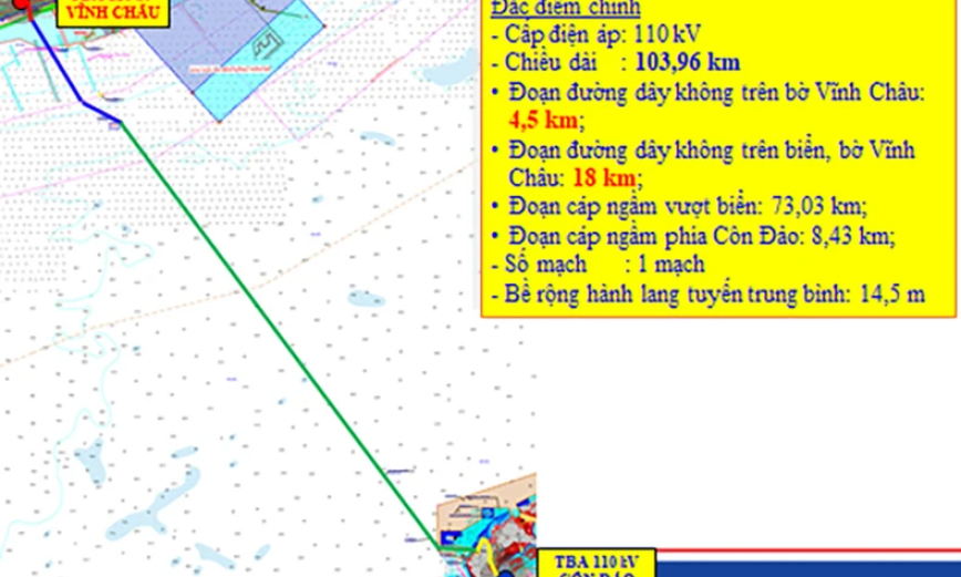 Thống nhất hướng tuyến dự án cấp điện từ lưới điện quốc gia cho Côn Đảo