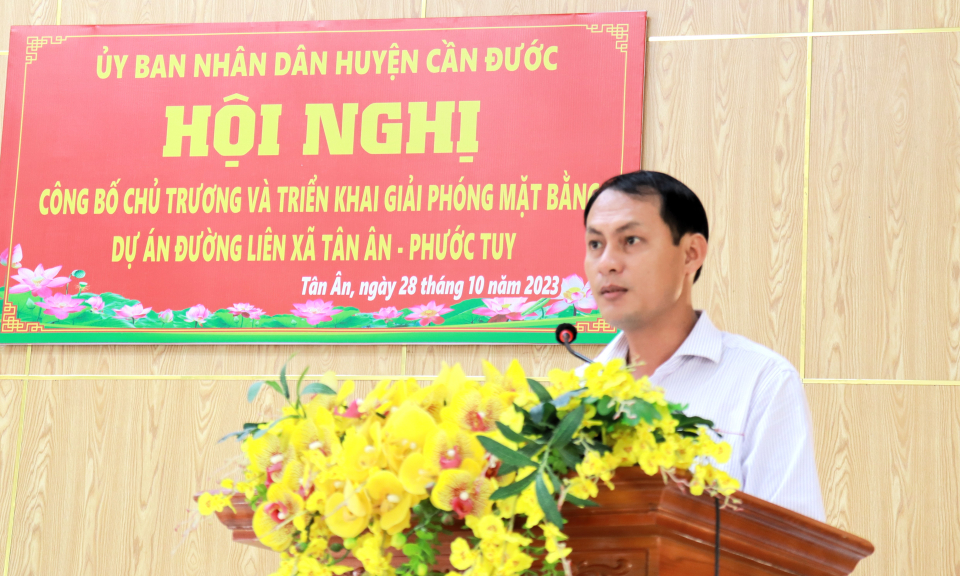 Cần Đước công bố chủ trương và triển khai giải phóng mặt bằng dự án đường liên xã Tân Ân - Phước Tuy