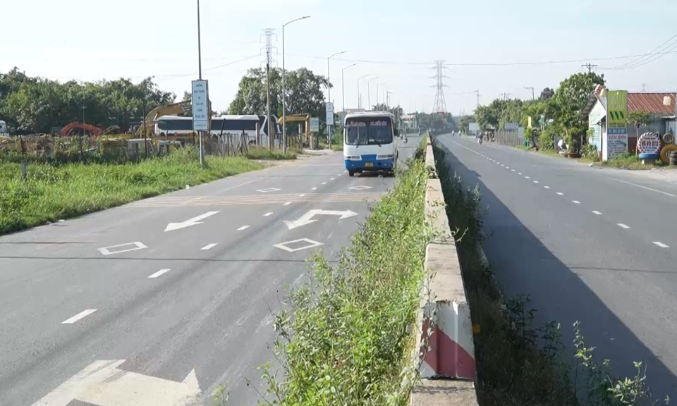 Cỏ dại “lấn làn” trên Quốc lộ 1A