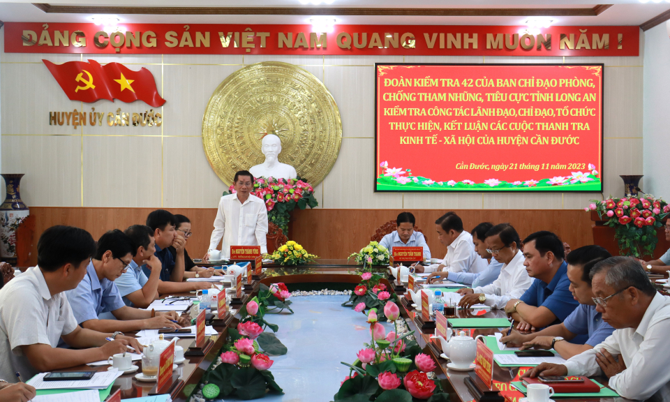 Tỉnh kiểm tra công tác thanh tra kinh tế - xã hội của huyện Cần Đước
