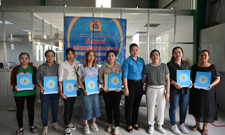 Bến Lức thành lập mới Công đoàn cơ sở Công ty TNHH MTV Giầy Zhongxin