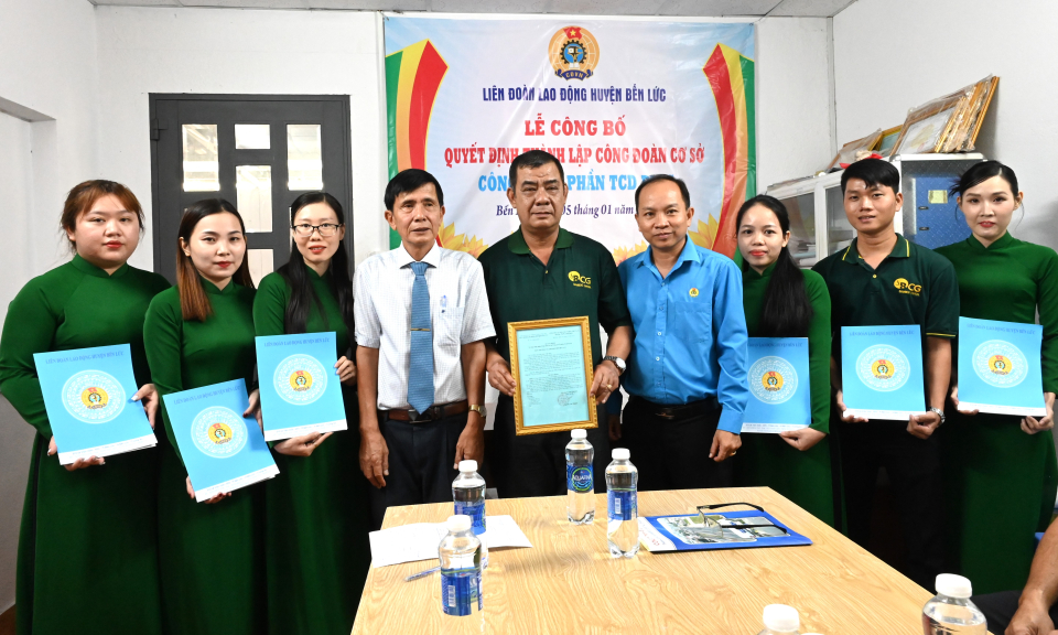 Bến Lức thành lập Công đoàn cơ sở Công ty Cổ phần TCD PLUS