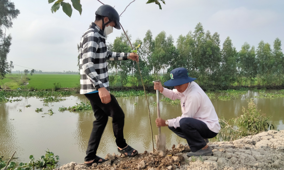Tân Hưng: Hội Nông dân huyện ra quân trồng cây phân tán tại xã Vĩnh Bửu