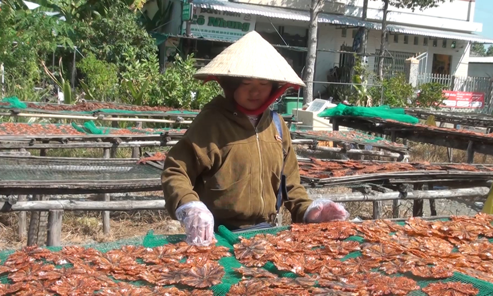 Tân Hưng sôi động thị trường khô cá dịp tết