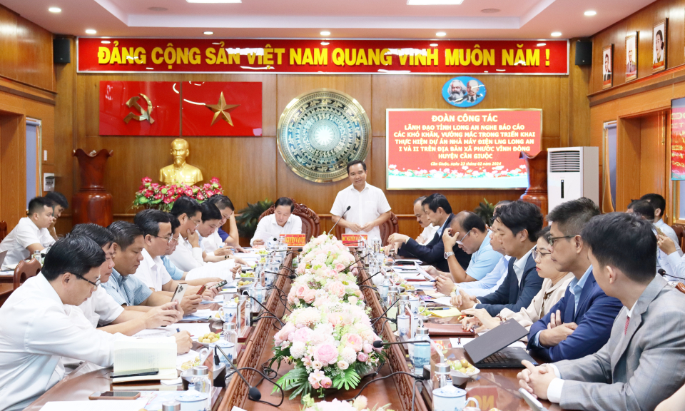 Lãnh đạo tỉnh làm việc với huyện Cần Giuộc về việc triển khai thực hiện các dự án 