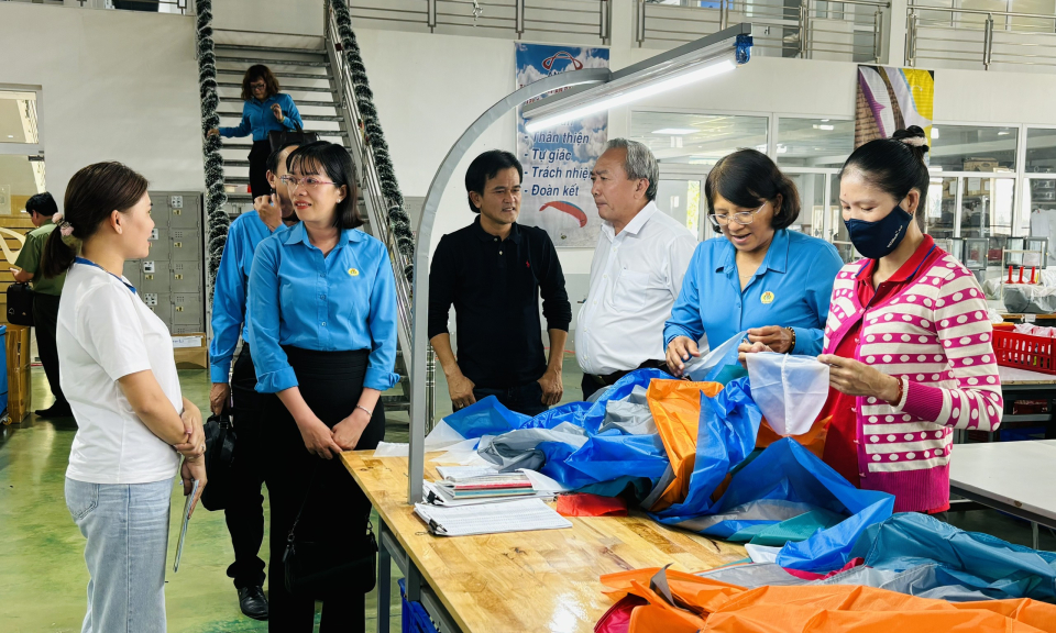 Liên đoàn Lao động tỉnh khảo sát tình hình lao động tại Đức Hòa