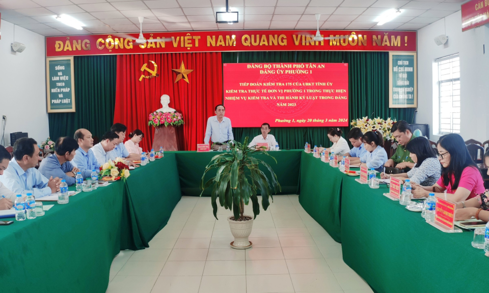 UBKT Tỉnh ủy kiểm tra công tác tại Đảng bộ thành phố Tân An