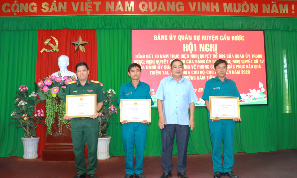 Đảng ủy Quân sự huyện Cần Đước tổng kết 10 năm thực hiện phòng, chống, khắc phục hậu quả thiên tai