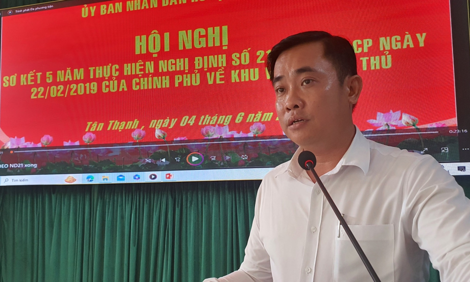 Tân Thạnh sơ kết 5 năm thực hiện Nghị định của Chính phủ  về khu vực phòng thủ