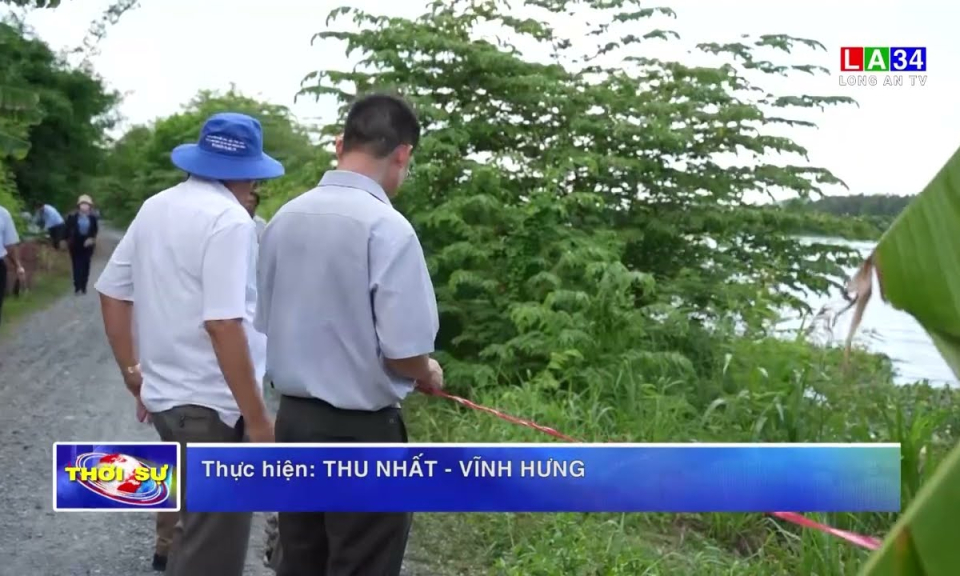 Kiểm tra tình hình sạt lở đê bao ven sông Vàm Cỏ Tây, huyện Châu Thành